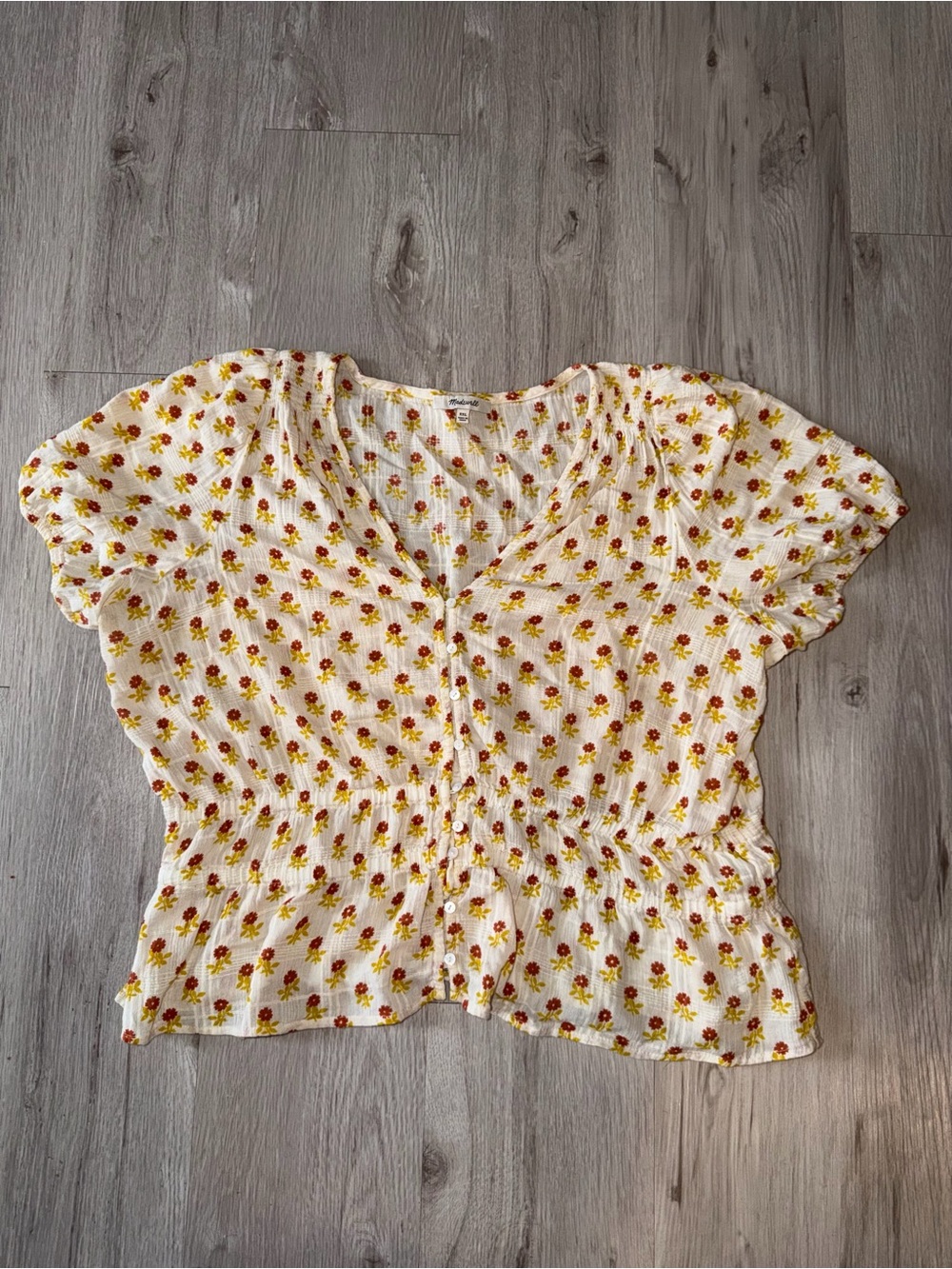 Madewell Floral Button-Front V-Neck Women’s Top